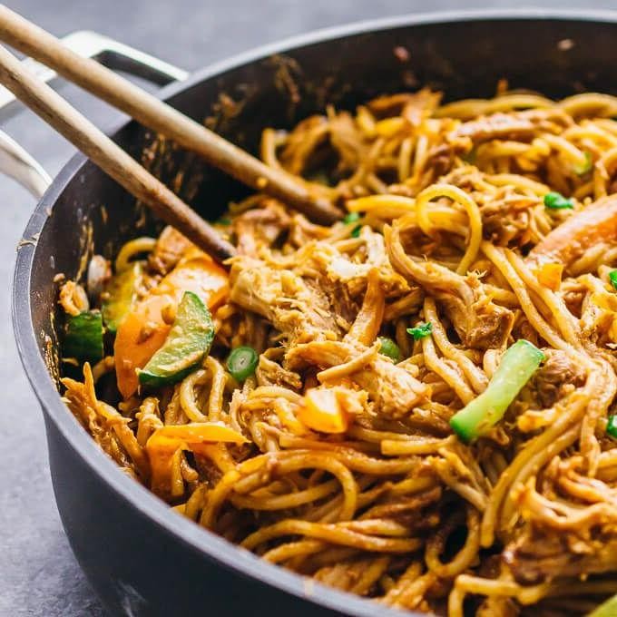 Spicy Peanut Butter Protein Pasta with Chicken