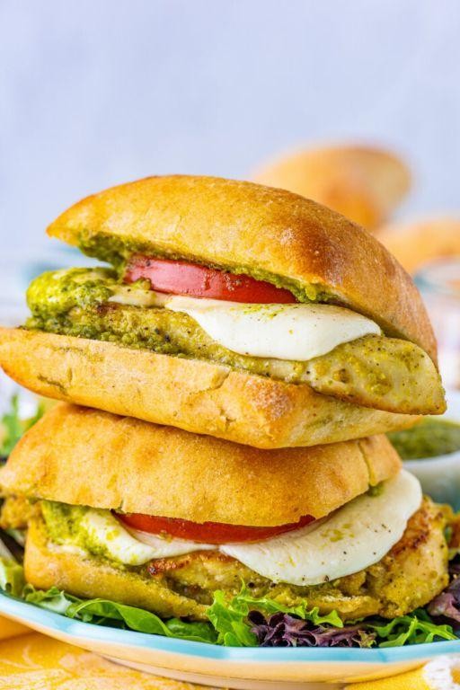 Spicy Pesto Chicken Sandwich with Pepper Jack