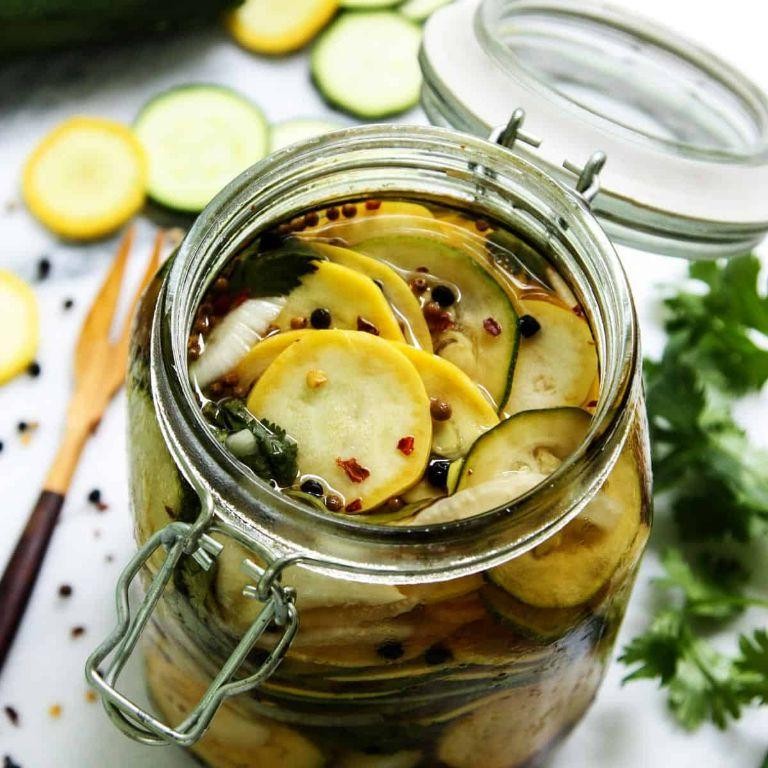 Spicy Pickled Summer Squash with Garlic and Dill