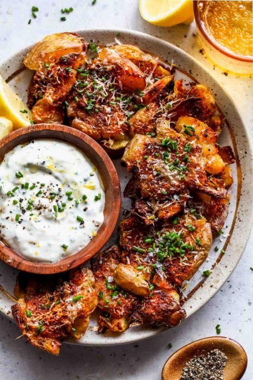 Spicy Smashed Potatoes with Parmesan