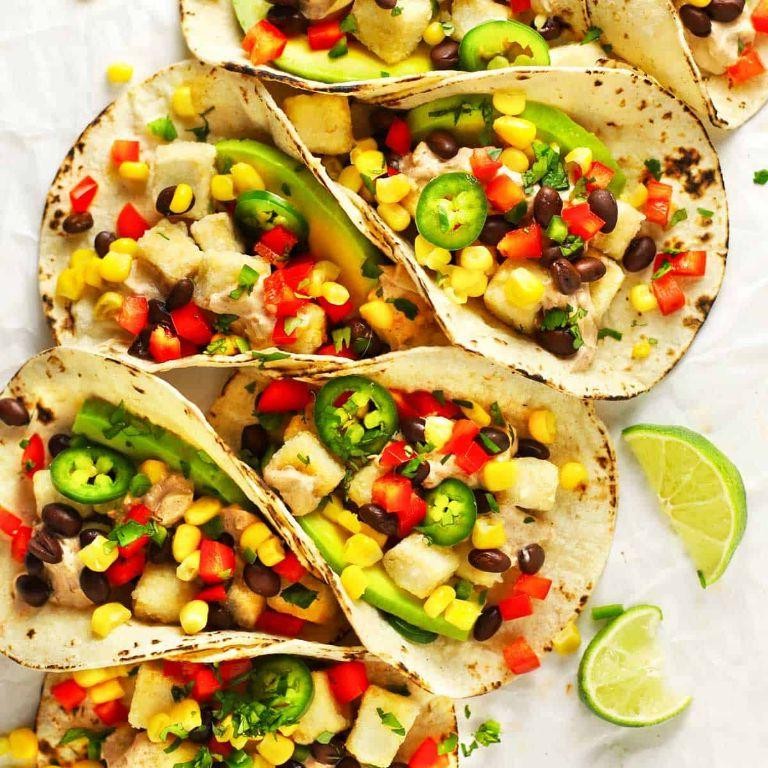 Spicy Tofu Tacos with Avocado Lime Sauce
