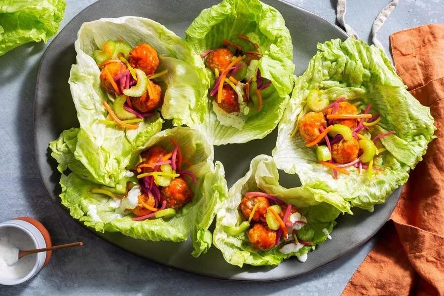 Spicy Turkey Meatball Lettuce Wraps