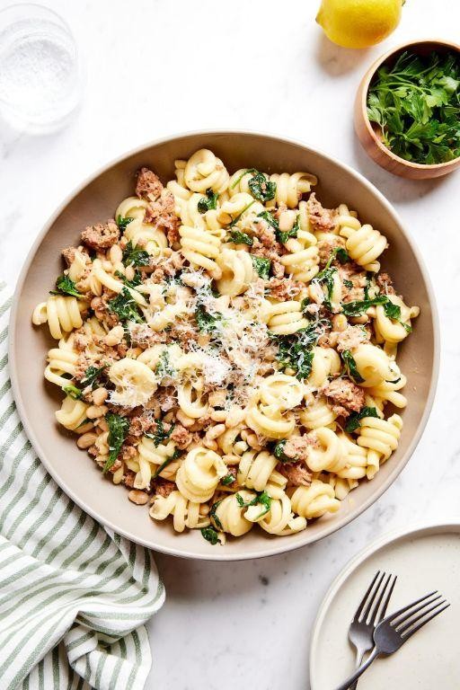 Spicy Turkey Sausage and Spinach Protein Pasta