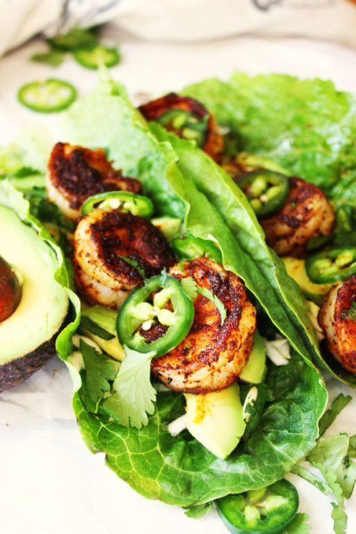 Spicy deviled shrimp lettuce wraps