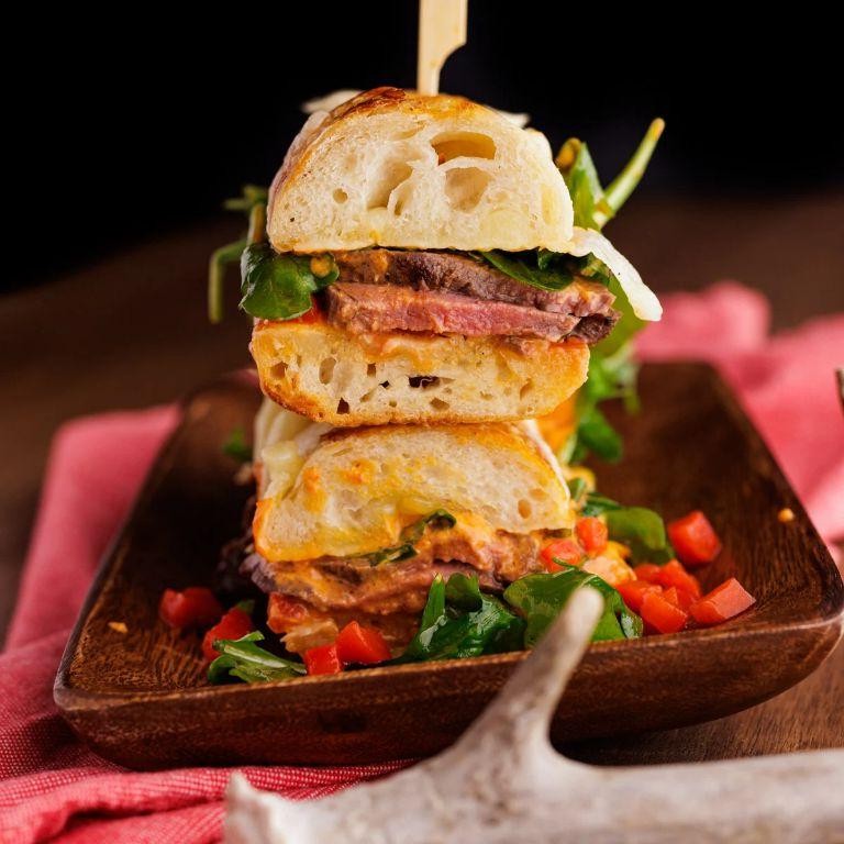 Steak Sandwich with Roasted Red Pepper Aioli