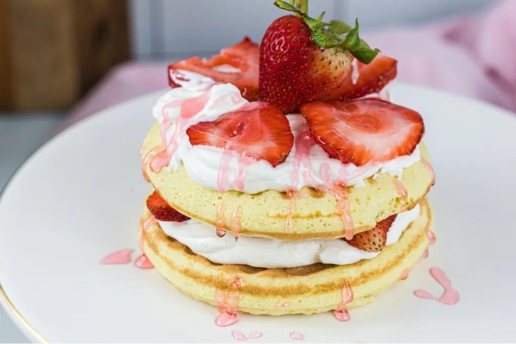 Strawberry Shortcake Keto Pancakes