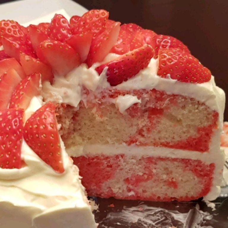 Strawberry and Vanilla Marble Cake