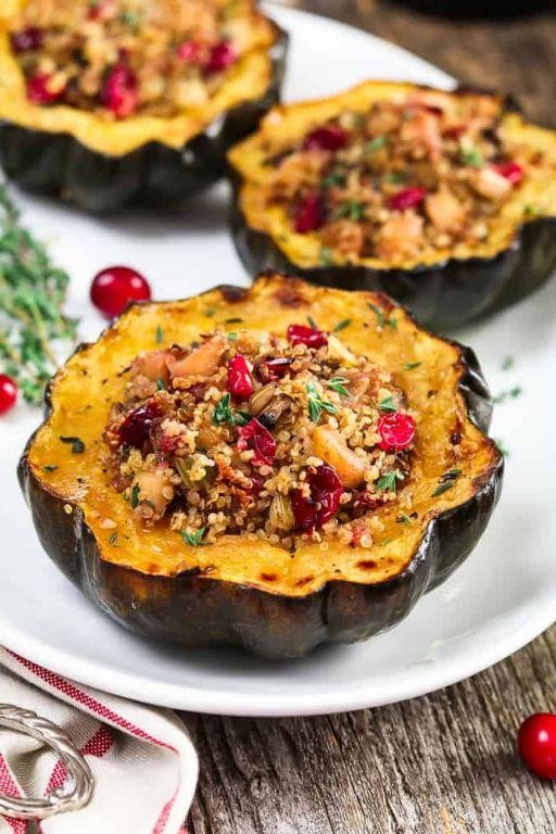 Stuffed Acorn Squash with Quinoa and Cranberries