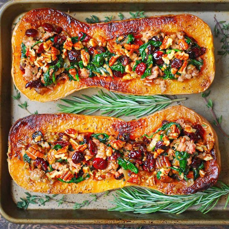 Stuffed Buttercup Squash with Sausage