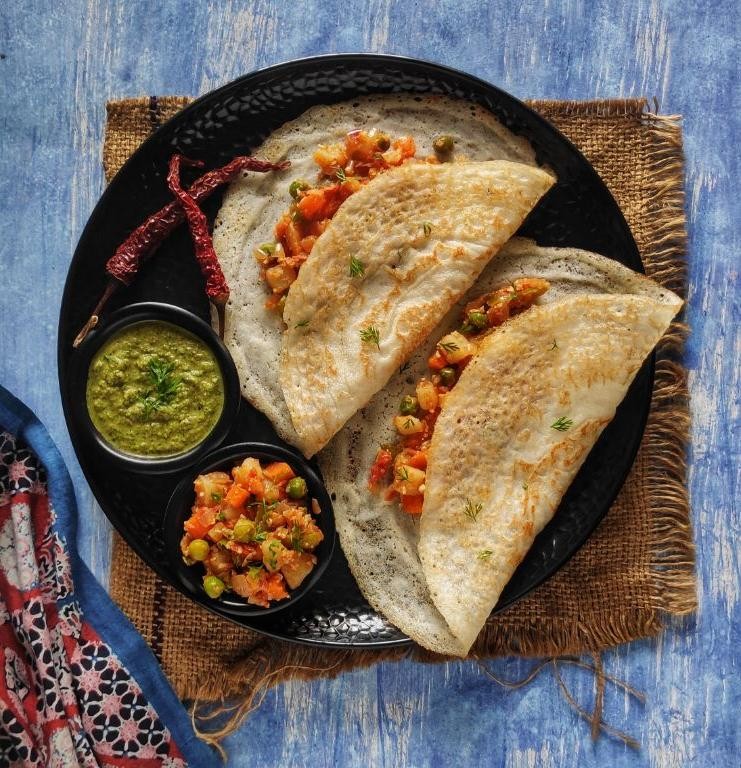 Stuffed Mysore Masala Dosa with Mixed Vegetables