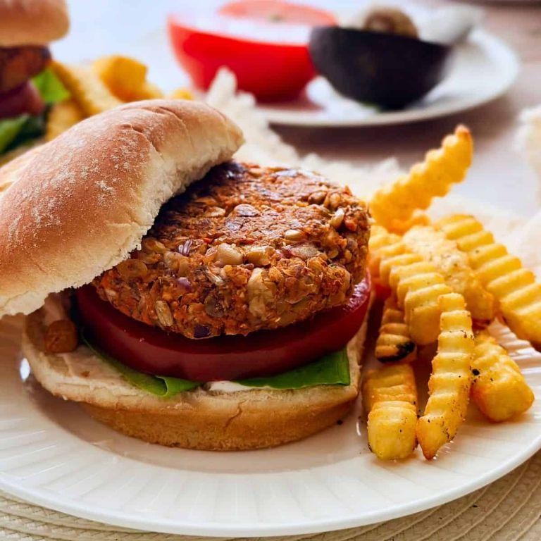 Sunflower Seed Chickpea Burgers with Dill Pickle Relish
