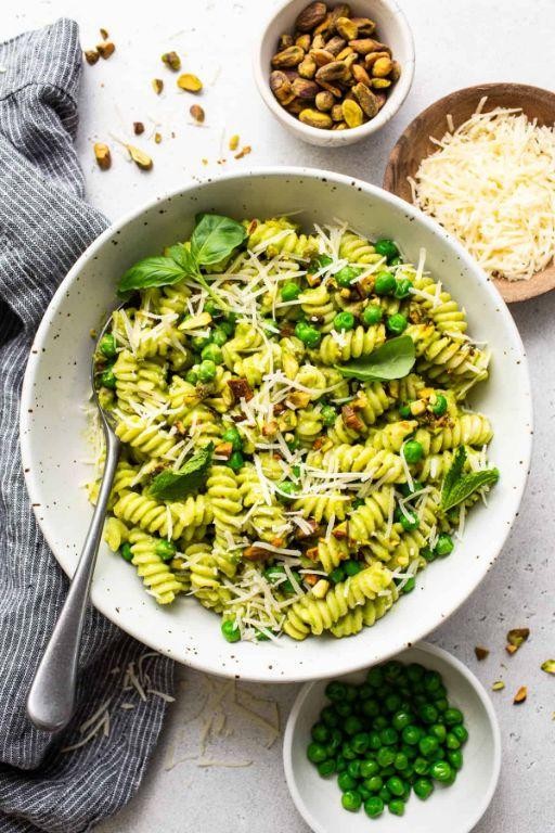 Sweet Pea and Basil Pesto Pasta