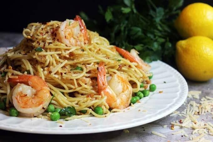Sweet Pea and Shrimp Scampi