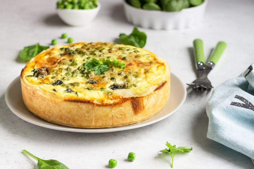 Sweet Pea and Spinach Quiche