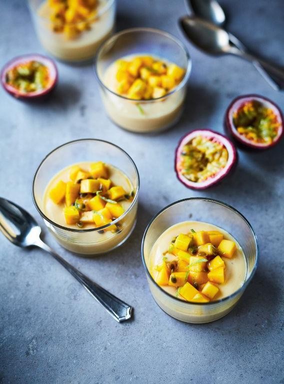 Sweet Silken Tofu Pudding with Mango