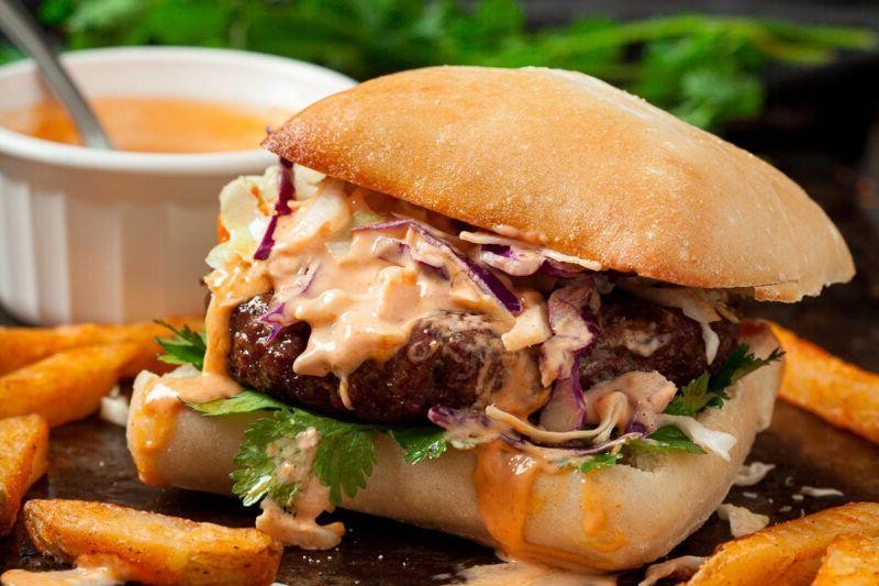 Swordfish Burgers with Sriracha Mayo