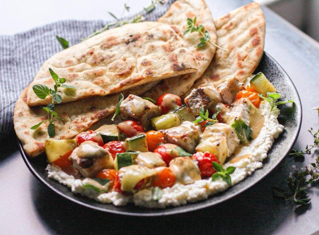 Swordfish Kebabs with Mediterranean Vegetables