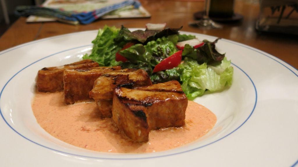 Swordfish with Roasted Red Pepper Sauce