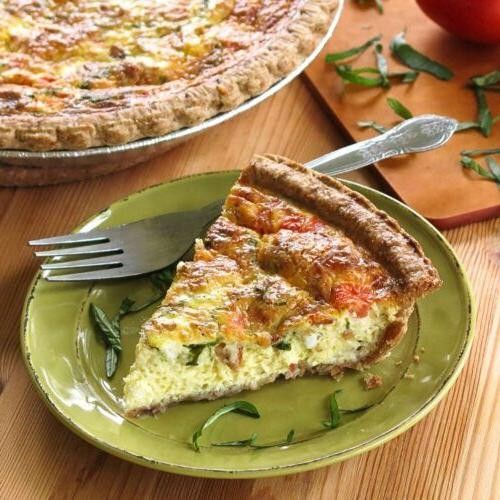 Tatsoi and Bacon Quiche
