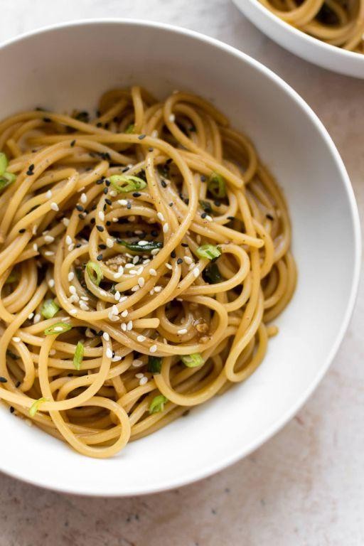 Tatsoi and Ginger Garlic Noodles