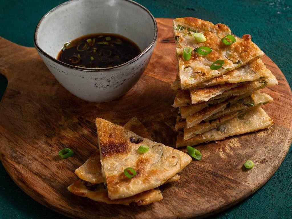 Tatsoi and Scallion Pancakes