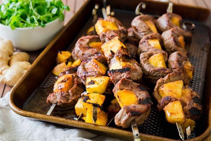 Teriyaki Coulotte Steak Skewers with Pineapple