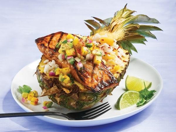 Teriyaki Salmon Pineapple Boats