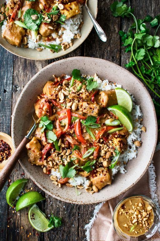 Thai Peanut Chicken and Rice Skillet