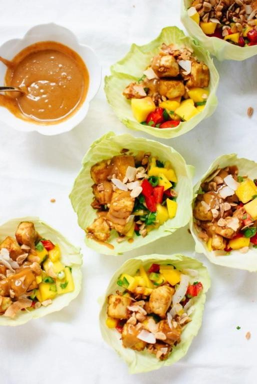 Thai Peanut Tofu Cabbage Wraps