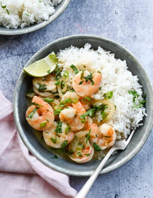 Thai-inspired deviled shrimp stir-fry