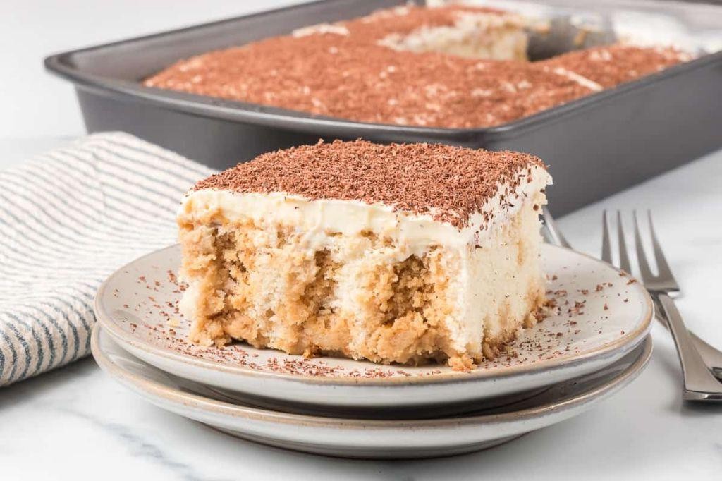 Tiramisu Pudding Poke Cake