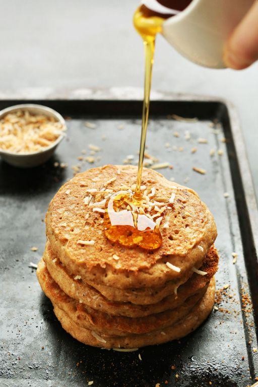 Toasted Coconut Pancakes with Fresh Coconut Syrup