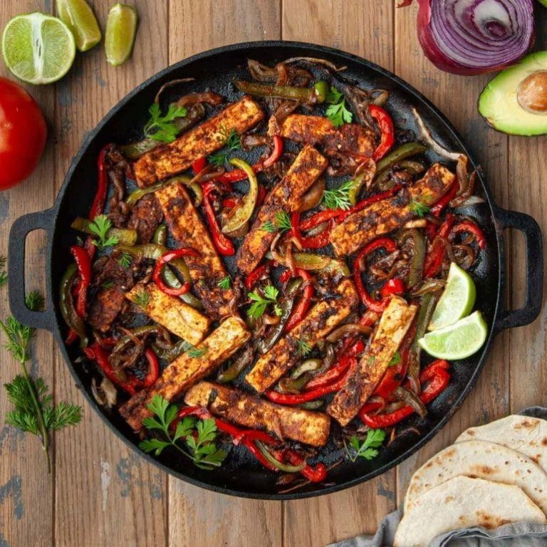 Tofu Fajitas with Bell Peppers and Onions