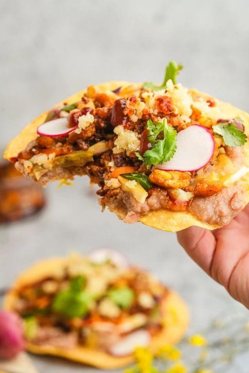 Tofu and Pinto Bean Tostadas