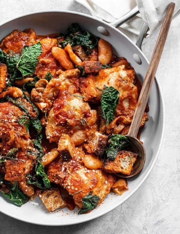 Tomato Braised Chicken with White Beans