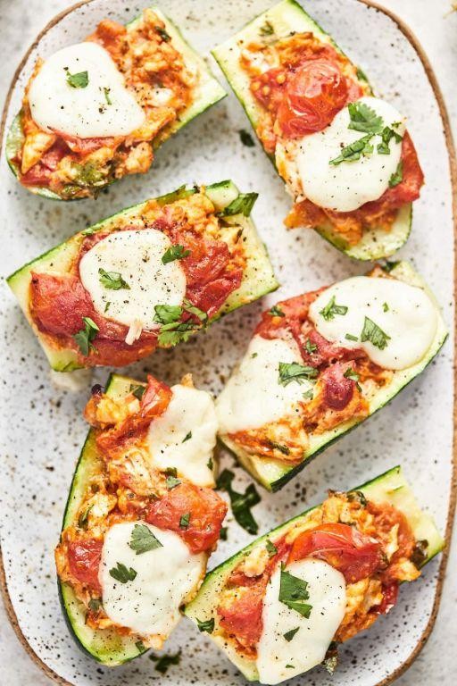 Tomato and Chicken Stuffed Zucchini Boats