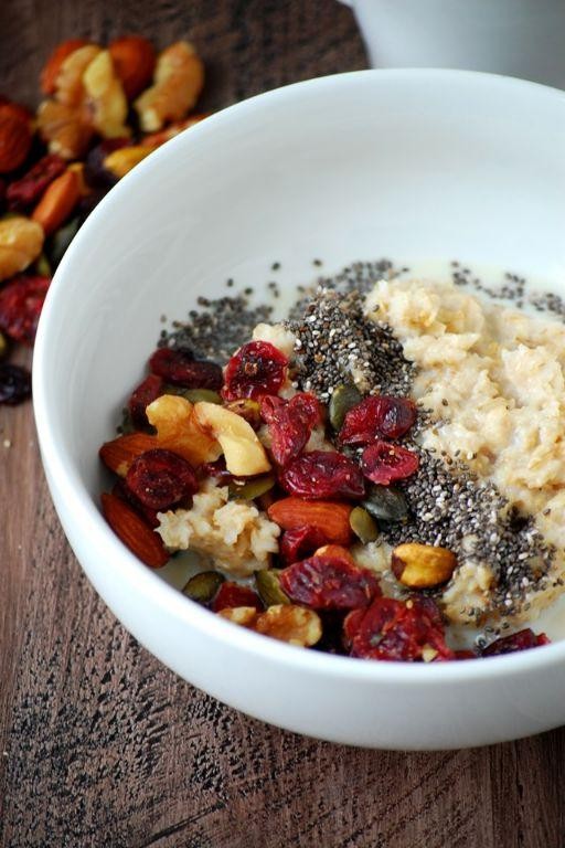 Trail mix oatmeal with dried fruit