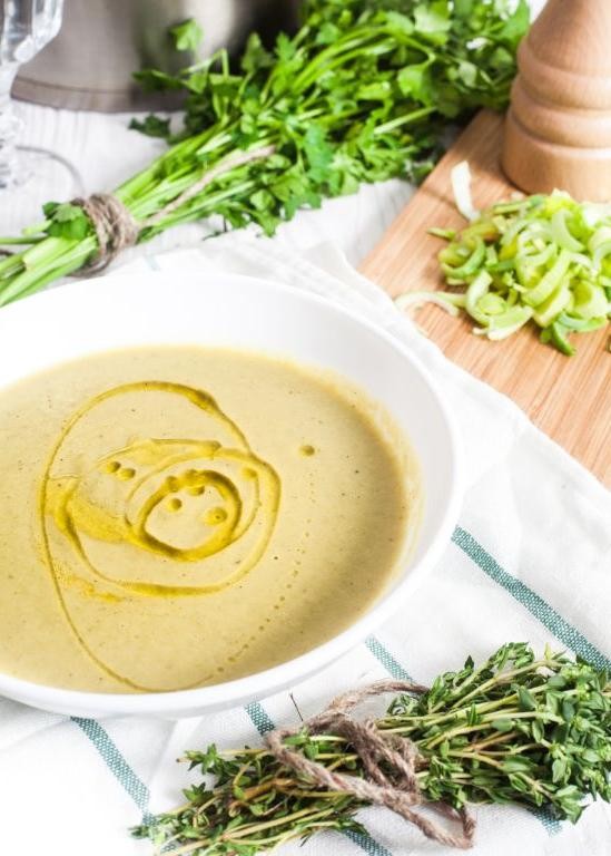 Truffle Oil Drizzled Potato Leek Soup
