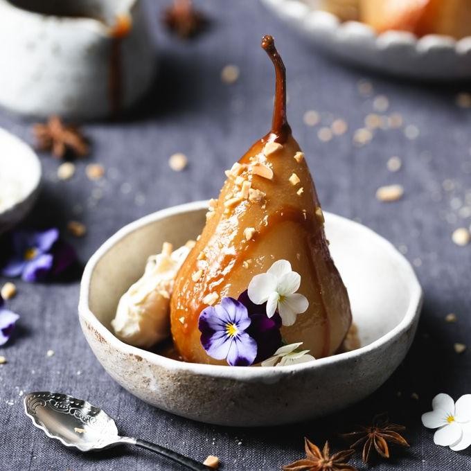 Vanilla Chai Poached Pears
