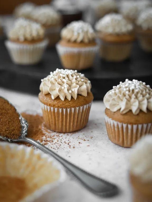 Vanilla Cupcakes with Coconut Sugar Frosting