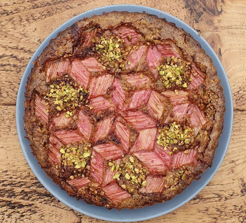 Vegan Rhubarb and Pistachio Tart