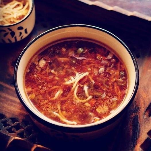 Vegetable Manchow Soup Spicy and Tangy