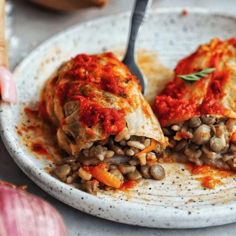 Vegetarian Lentil Cabbage Wraps