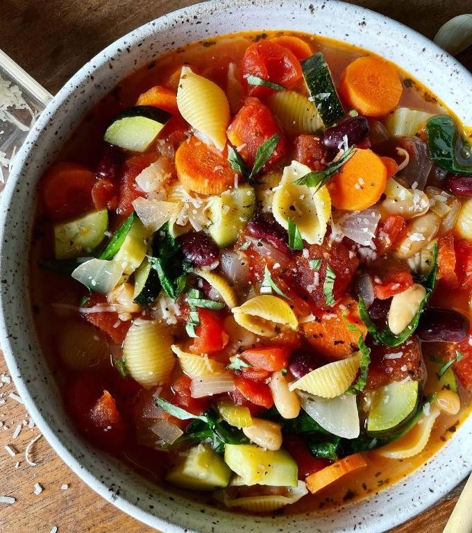 Veggie-Packed Minestrone Soup with Pasta