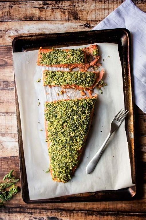 Walnut and Herb Crusted Salmon