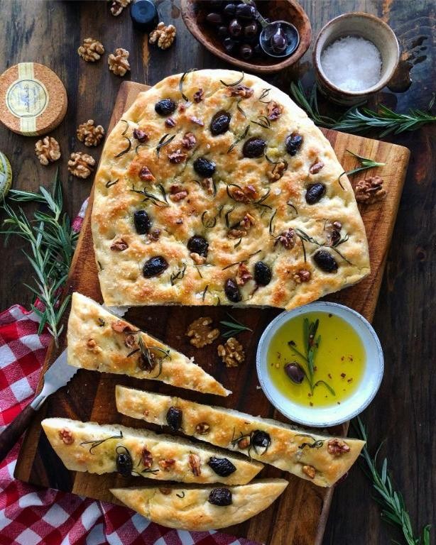 Walnut and Rosemary Focaccia Bread