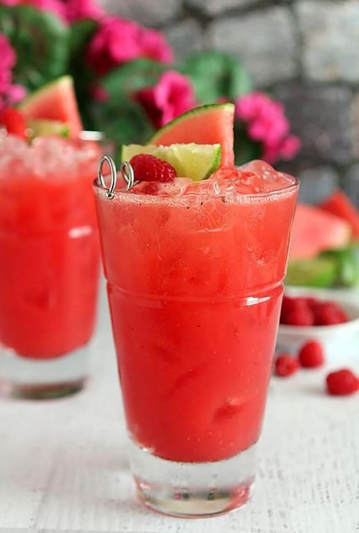 Watermelon Raspberry Cooler with Sparkling Water