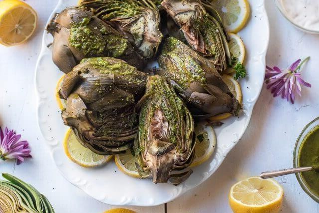 Whole Artichokes with Chimichurri Sauce