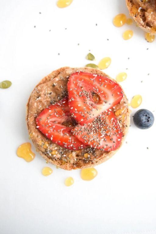 Whole Grain Toast with Almond Butter and Sliced Strawberries